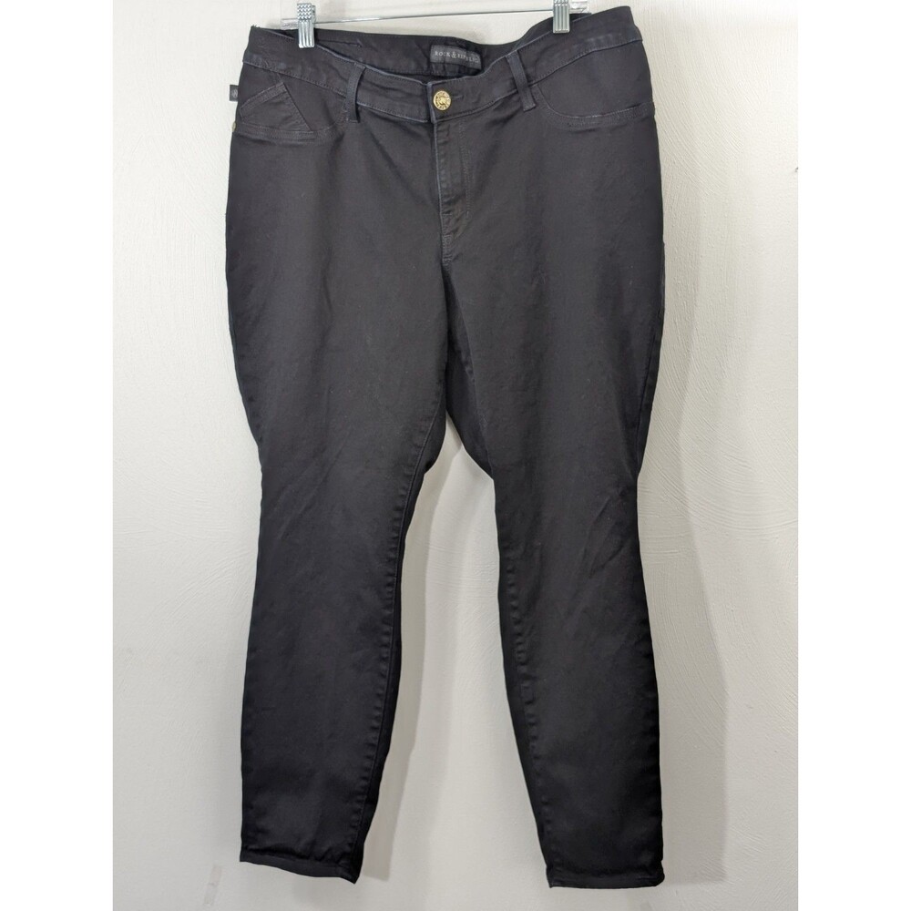 Rock & Republic Jeans Womens 22W Short (Fit 39X28) Stretch Kashmiere Black/Blue